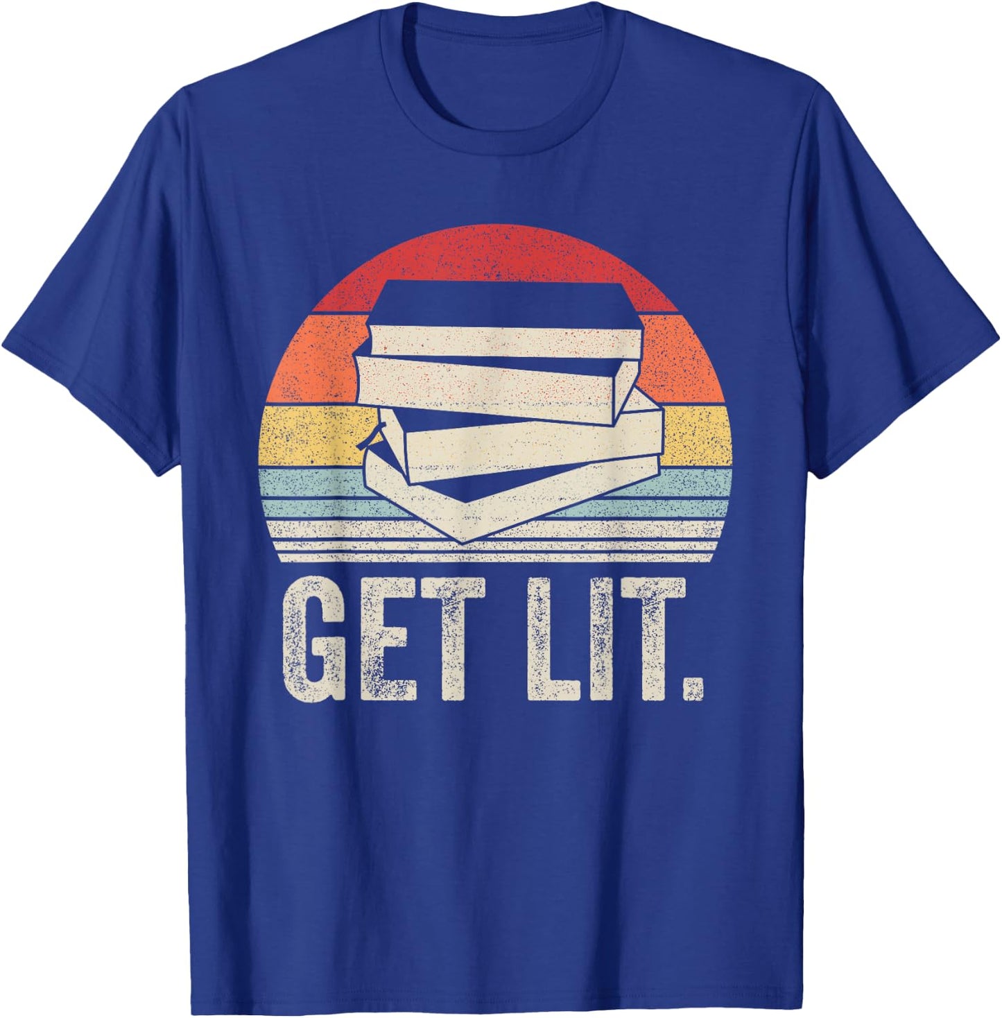 Vintage Retro Get Lit With Books Book Reading Lover Gifts T-Shirt - T-Shirt | Royal