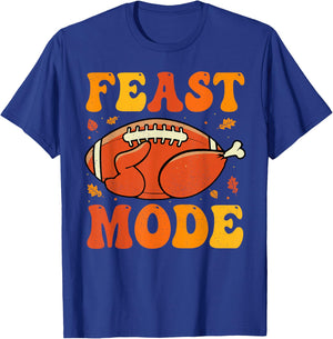 Funny Thanksgiving Football Turkey Player Men Women Groovy T-Shirt - T-Shirt | Royal