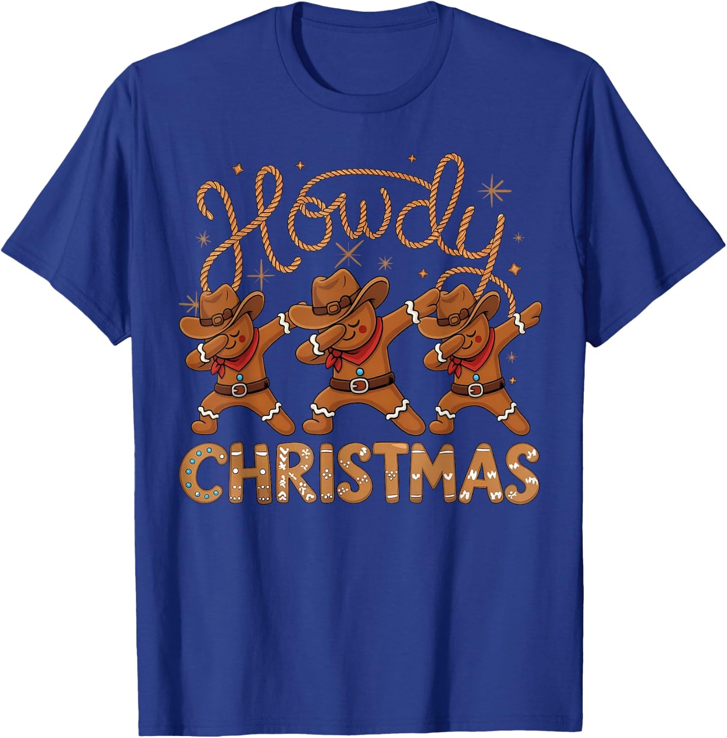 Howdy Christmas Cowboy Gingerbread Dabbing Xmas Men Boy T-Shirt - T-Shirt | Royal