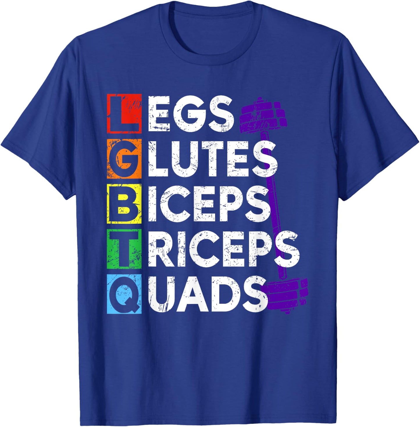 Retro Legs Glutes Biceps Triceps Quads Gym Lover LGBTQ Pride T-Shirt - T-Shirt | Royal