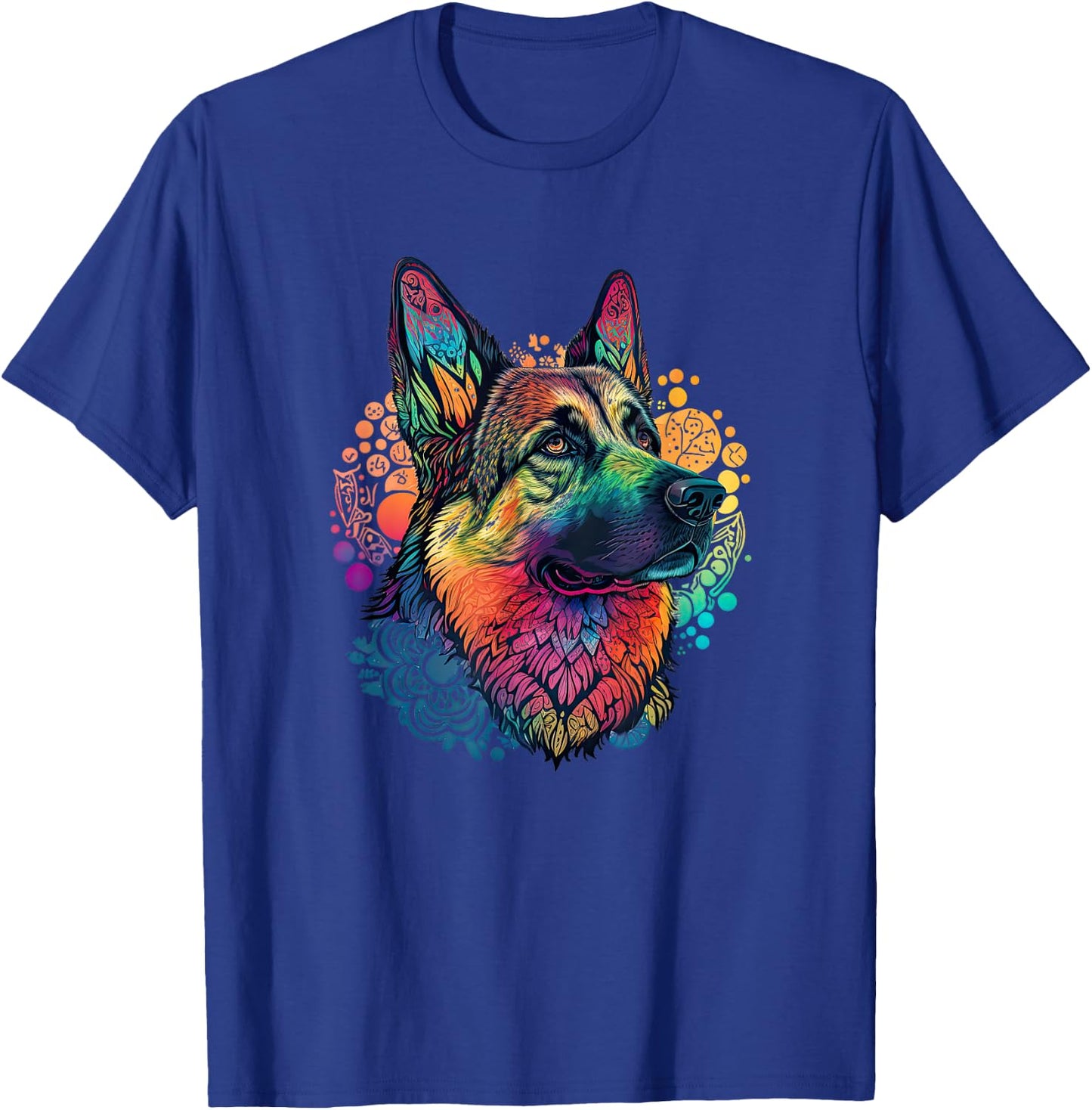 Funny German shepherd Dog Hippie Mandala T-Shirt - T-Shirt | Royal
