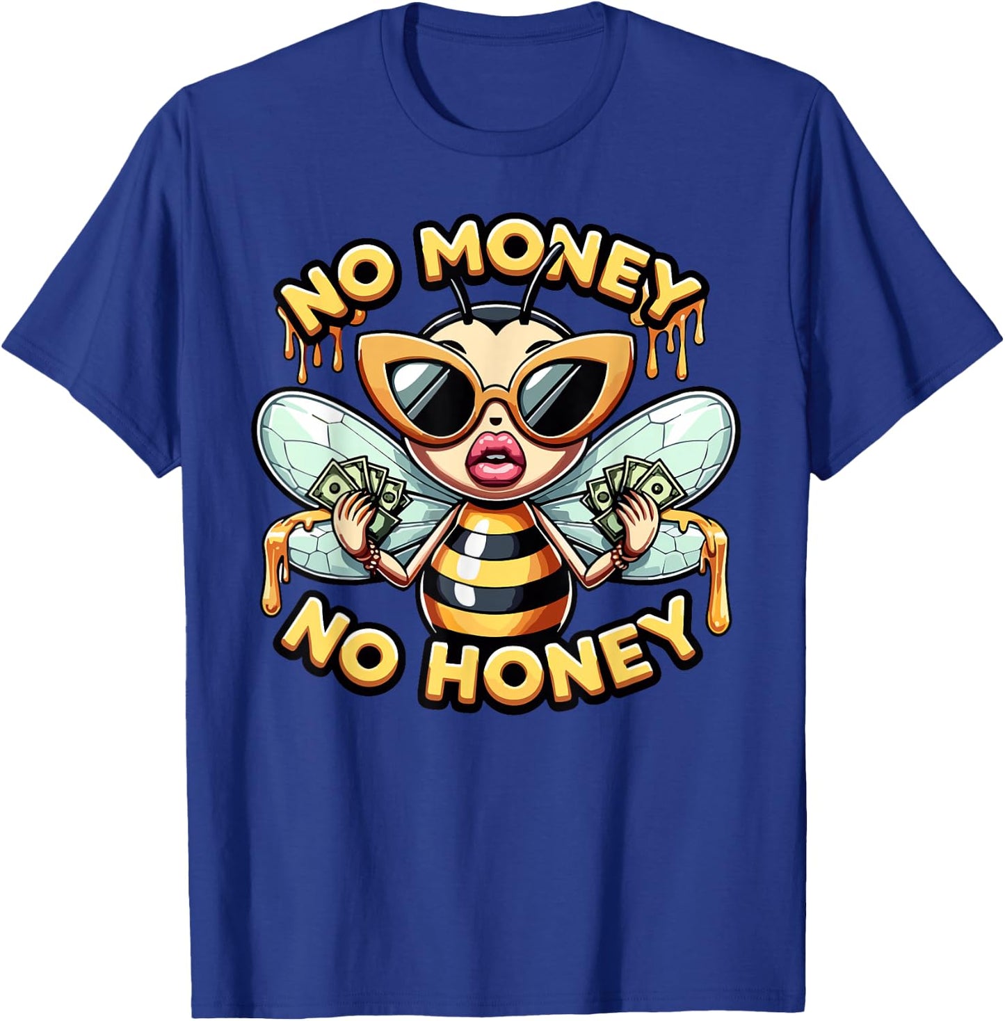 Funny Retro Bee Black Queen, No Money No Honey, Women's T-Shirt - T-Shirt | Royal