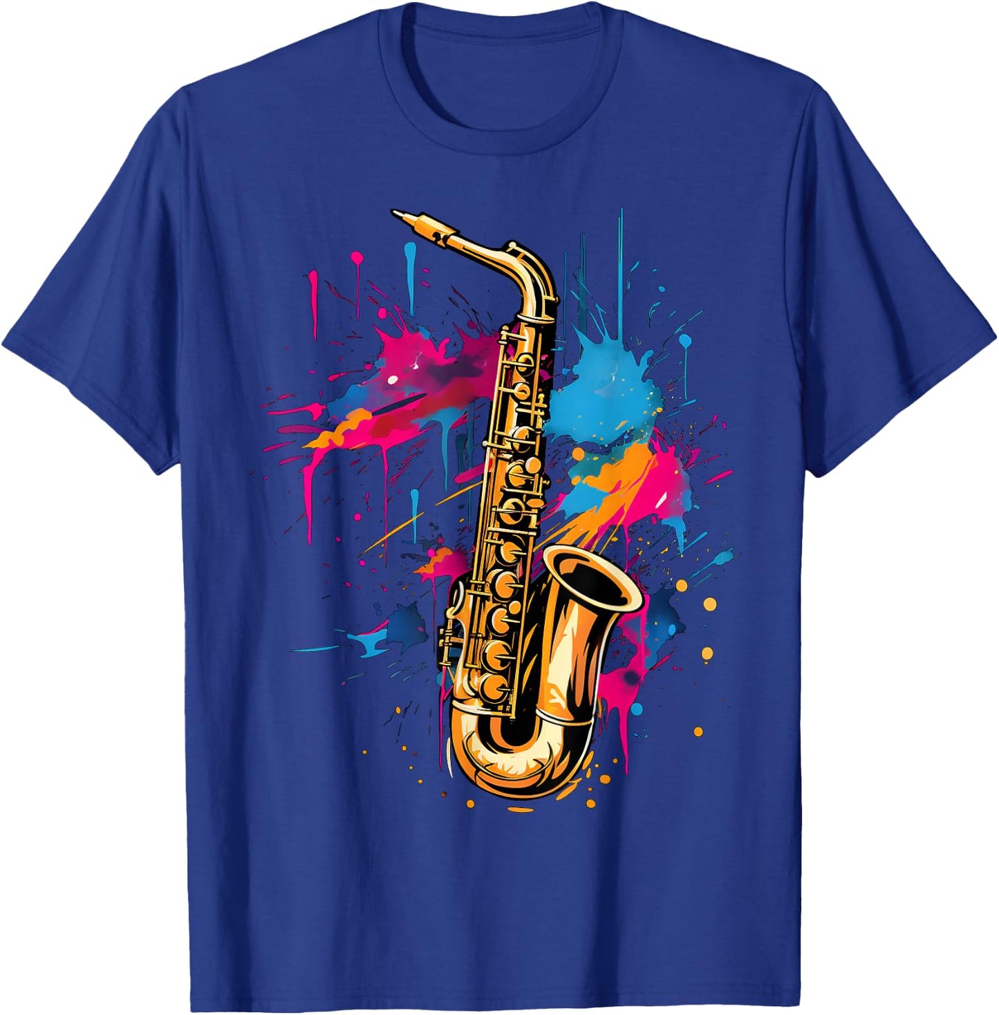 Cool Colourful Saxophone Musician , black T-Shirt - T-Shirt | Royal