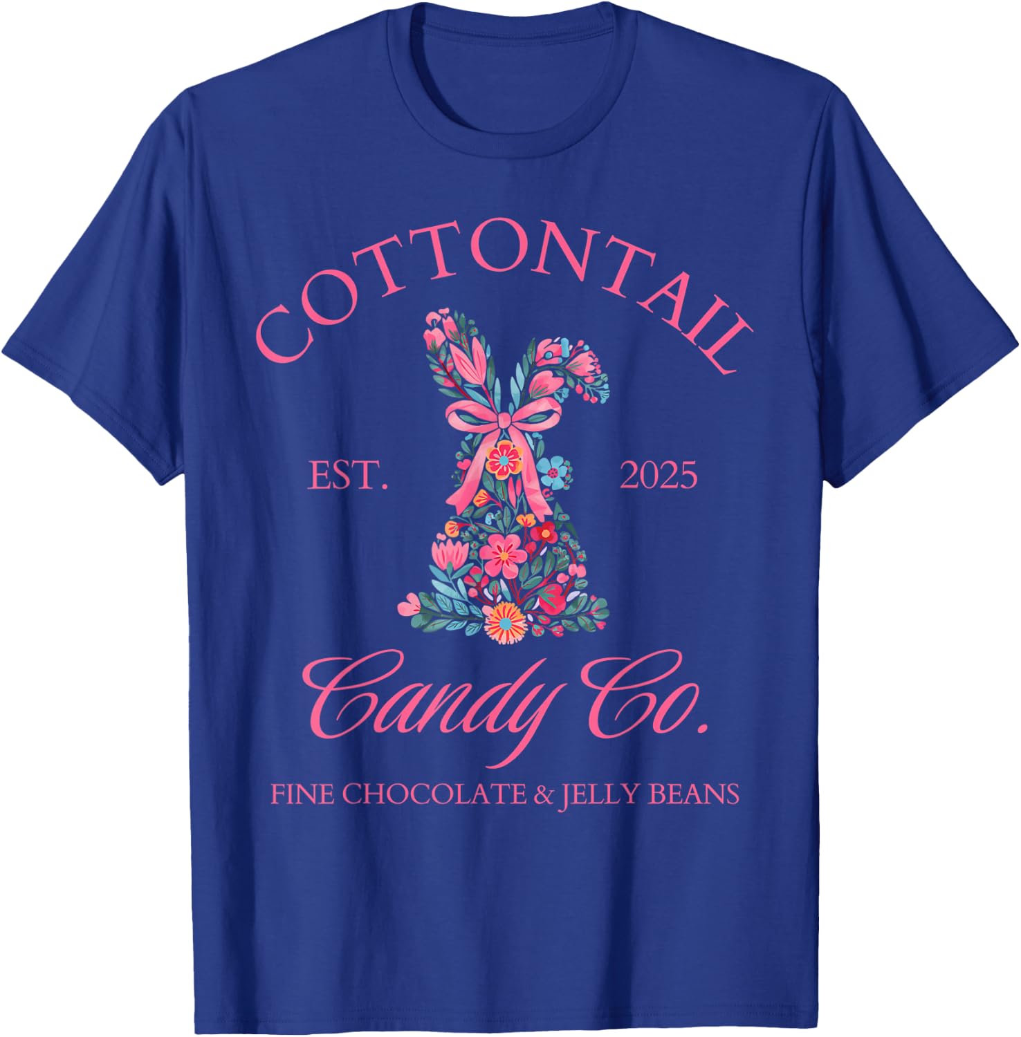 Easter Bunny Cottontail Coquette Bow Floral Girls Top T-Shirt - T-Shirt | Royal