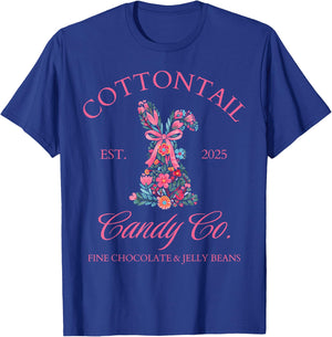 Easter Bunny Cottontail Coquette Bow Floral Girls Top T-Shirt - T-Shirt | Royal