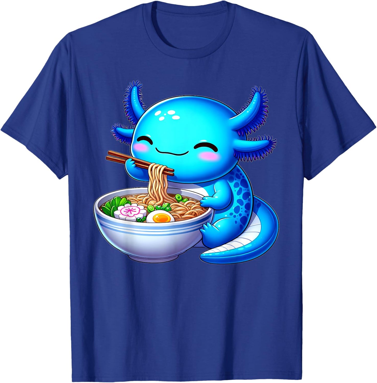 Anime Kawaii Axolotl Food Ramen Noodles Kids Teen Girls Boy , black T-Shirt - T-Shirt | Royal
