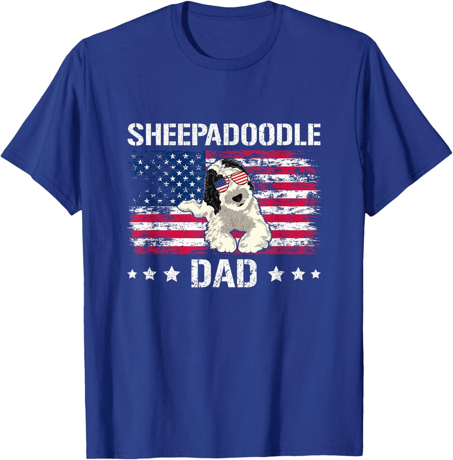 American Flag Doodle Dog Sheepadoodle Dad T-Shirt - T-Shirt | Royal
