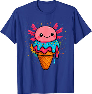 Axolotl Drip Ice Cream Cute Dripping T-Shirt - T-Shirt | Royal