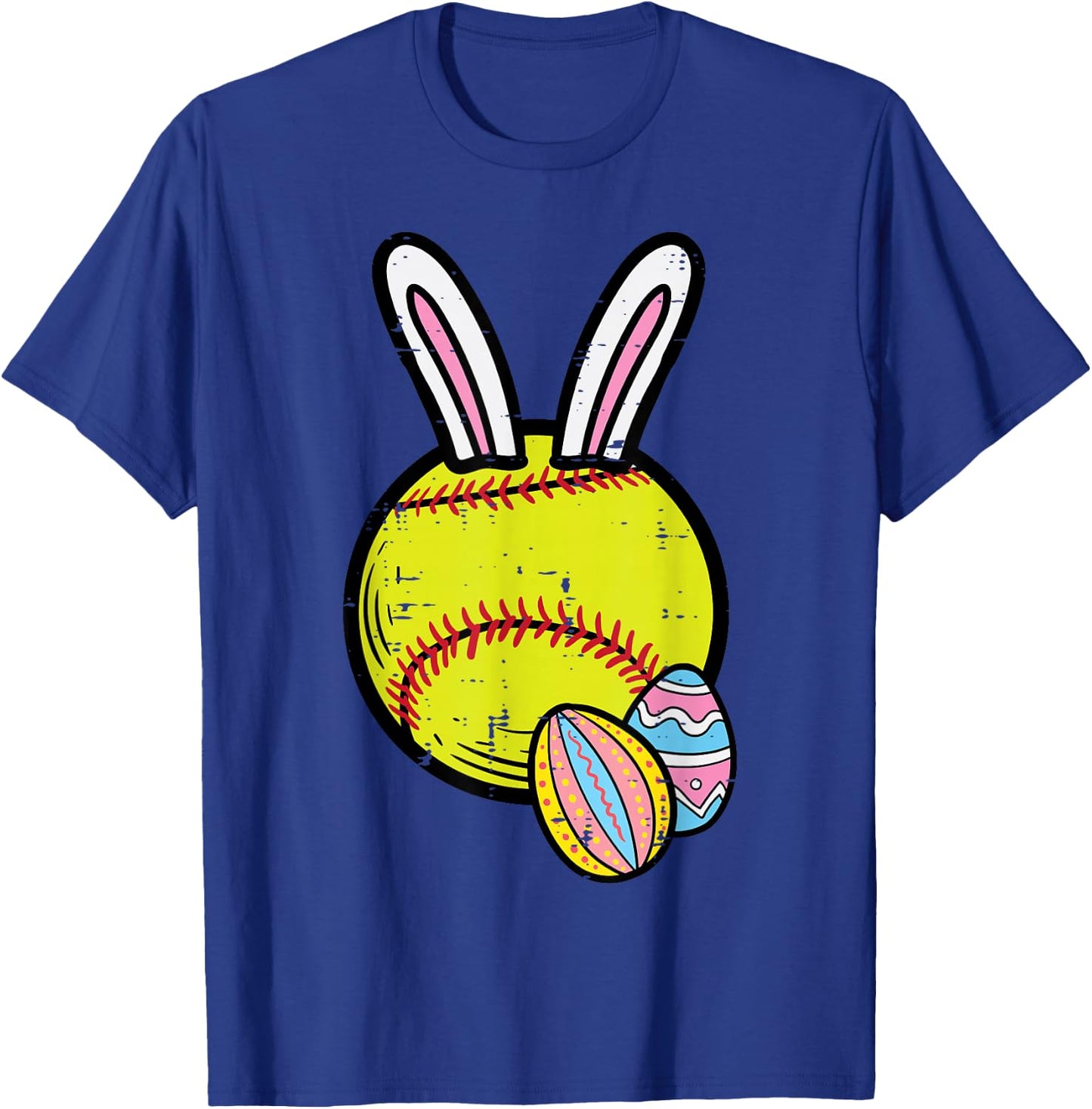 Easter Softball Bunny Sports Player Men Mom Women Girls Kids T-Shirt - T-Shirt | Royal