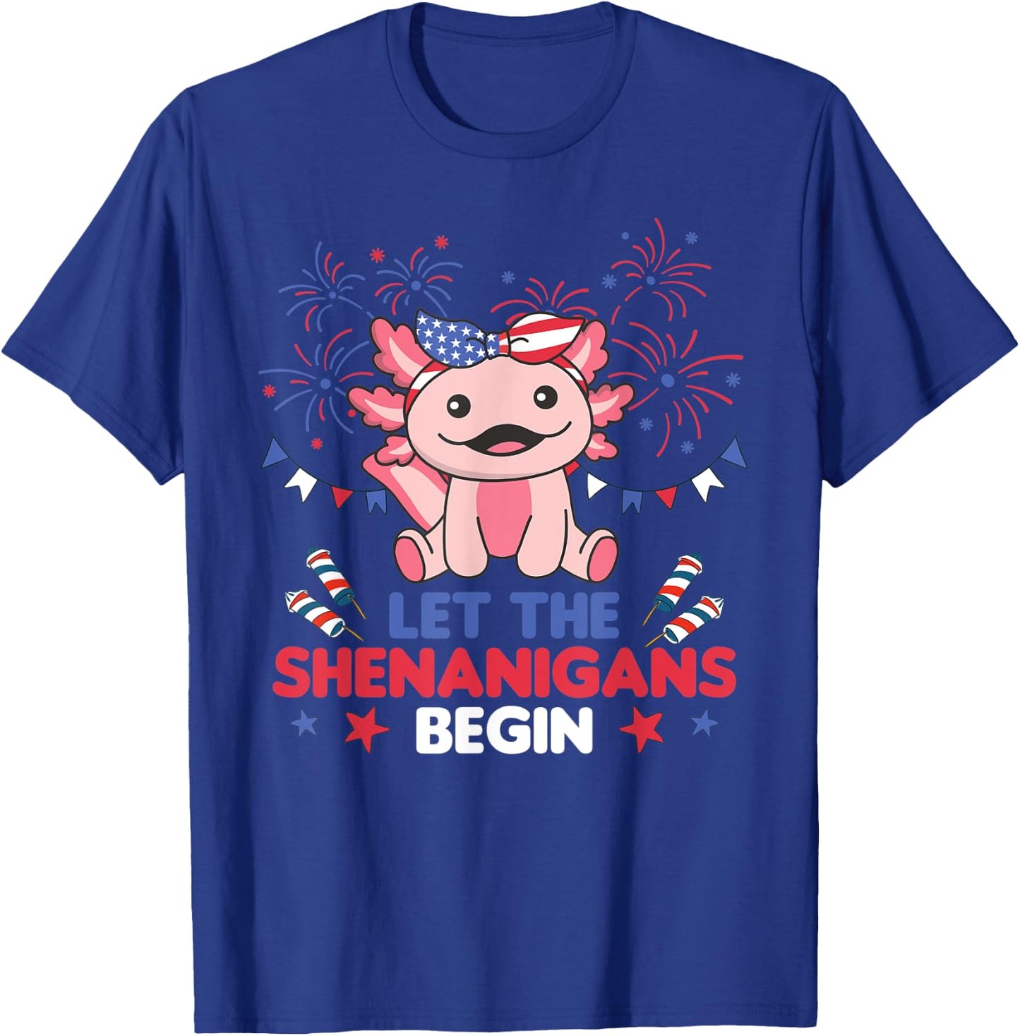 4th Of July American Axolotl For Kids Cute Usa Axolotl T-Shirt - T-Shirt | Royal