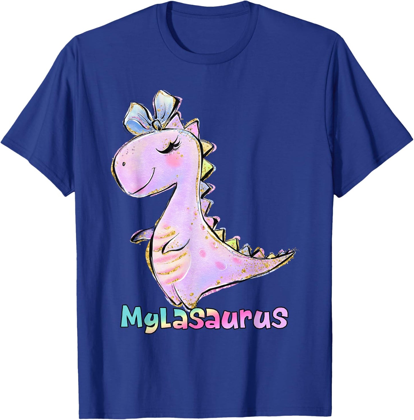 Myla Shirt Girl Dinosaur Birthday Party Name Mylasaurus T-Shirt - T-Shirt | Royal