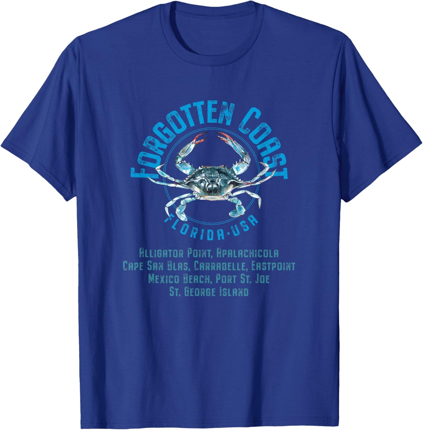 Forgotten Coast Florida Blue Crab Design T-Shirt - T-Shirt | Royal