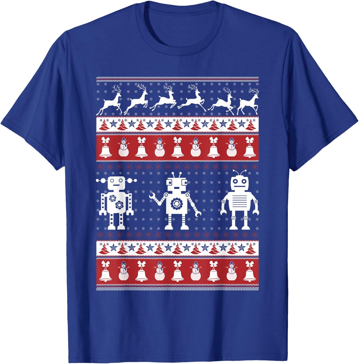 Robots Ugly Christmas Sweater Xmas T Shirts T-Shirt - T-Shirt | Royal