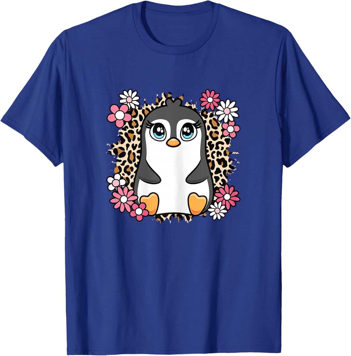Cute Penguin Flowers Penguin Lover Women Girls Kids T-Shirt - T-Shirt | Royal