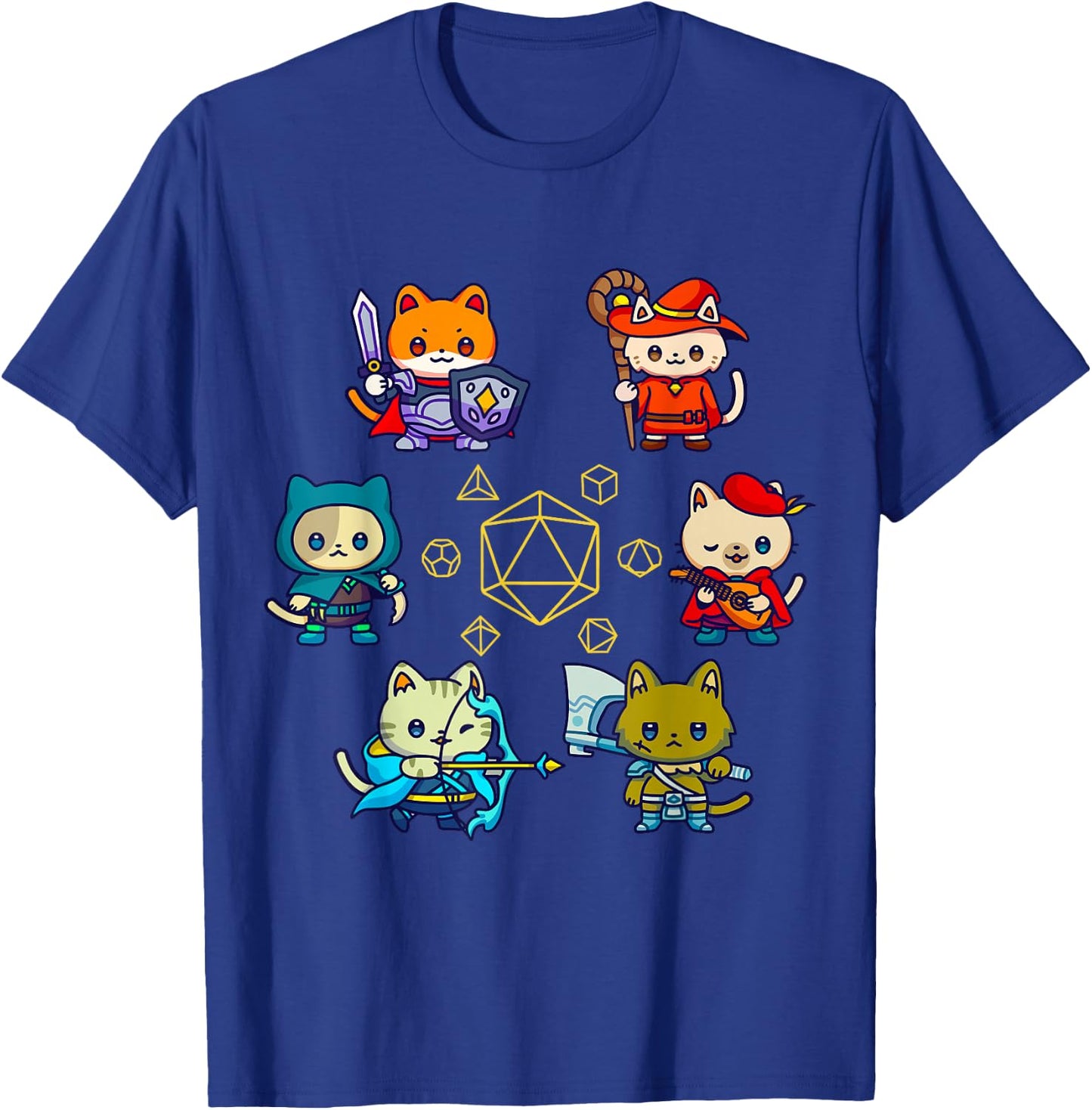 RPG Dice Game for Cat Nerdy D20 Gamer Geek Cats Men, Women, Children , Black, S T-Shirt - T-Shirt | Royal