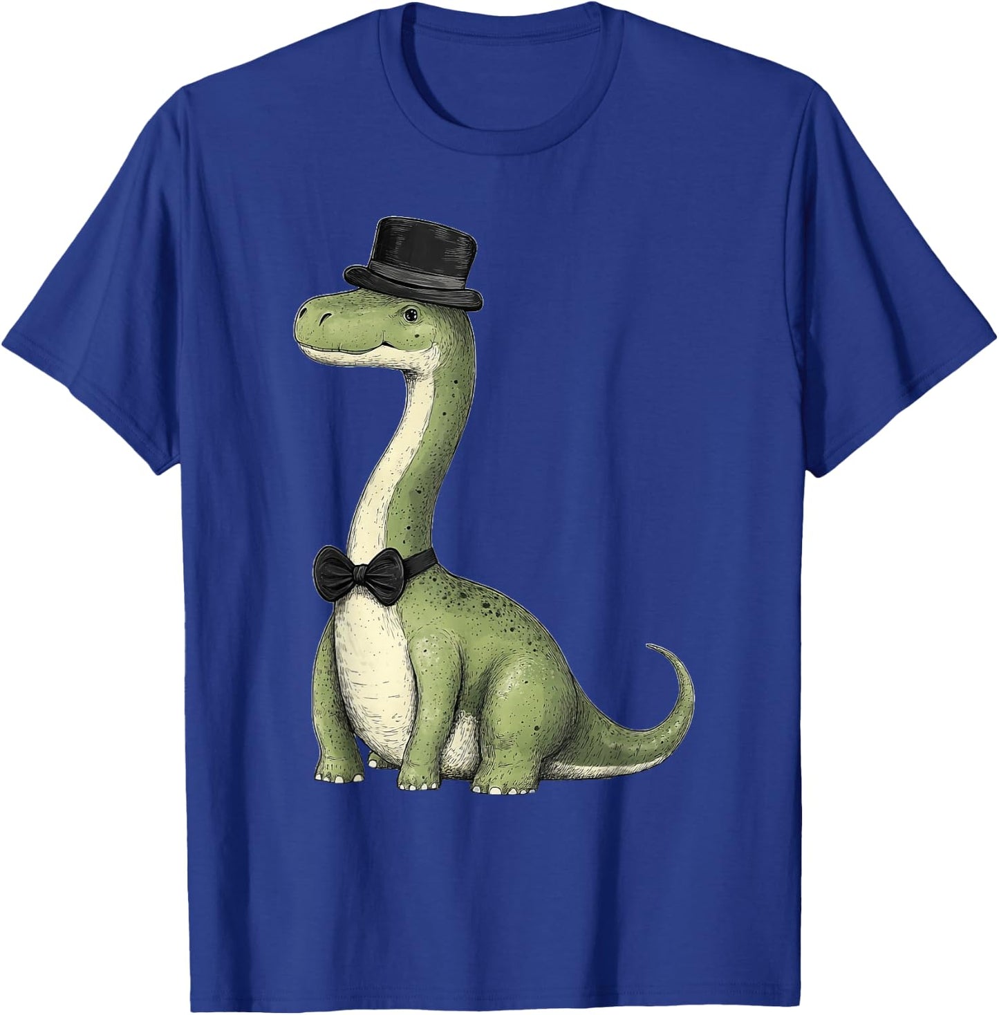 Brachiosaurus Dinosaur Wearing A Hat And Bowtie T-Shirt - T-Shirt | Royal