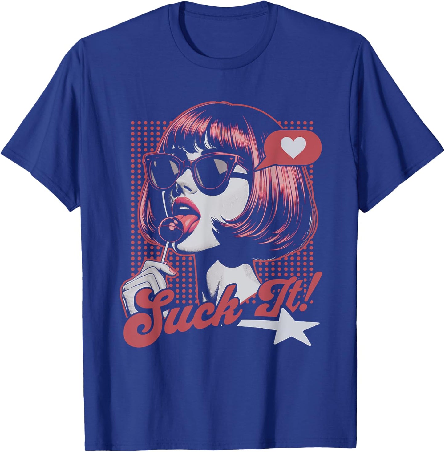 Funny Retro Pop Art Graphic Novelty T-Shirt - T-Shirt | Royal