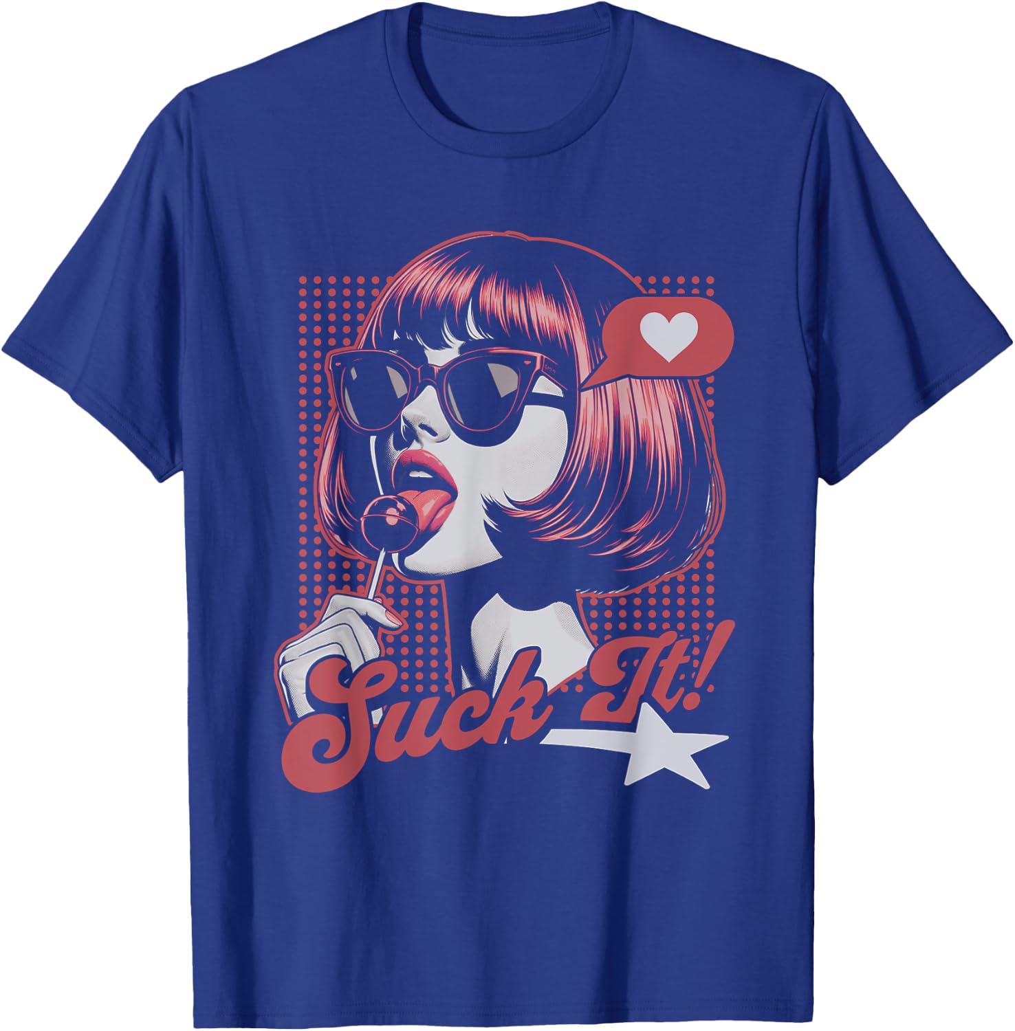 Funny Retro Pop Art Graphic Novelty T-Shirt - T-Shirt | Royal