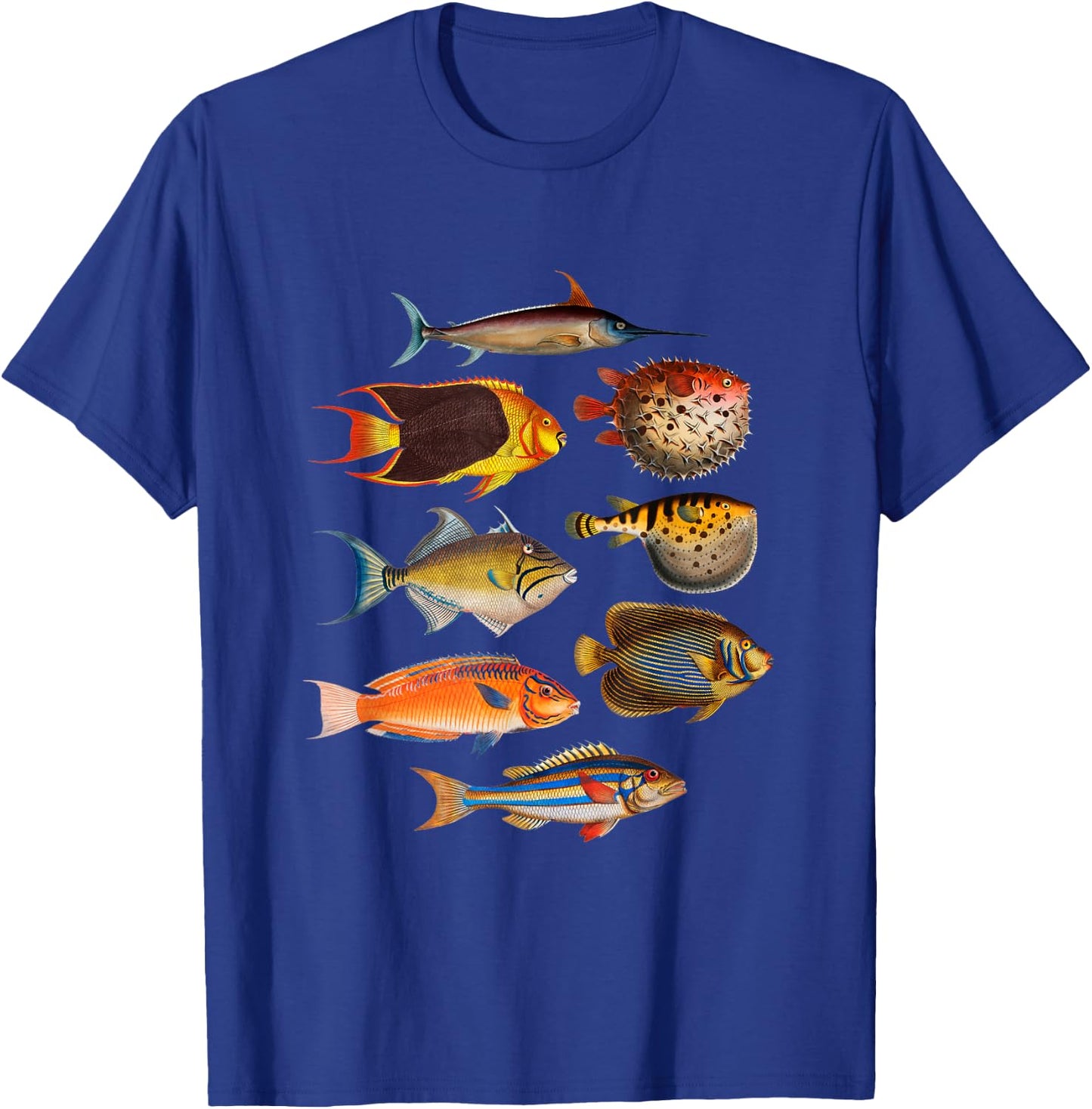 Ichthyology Fishes History Earth And Nature Sea Antique Art T-Shirt - T-Shirt | Royal