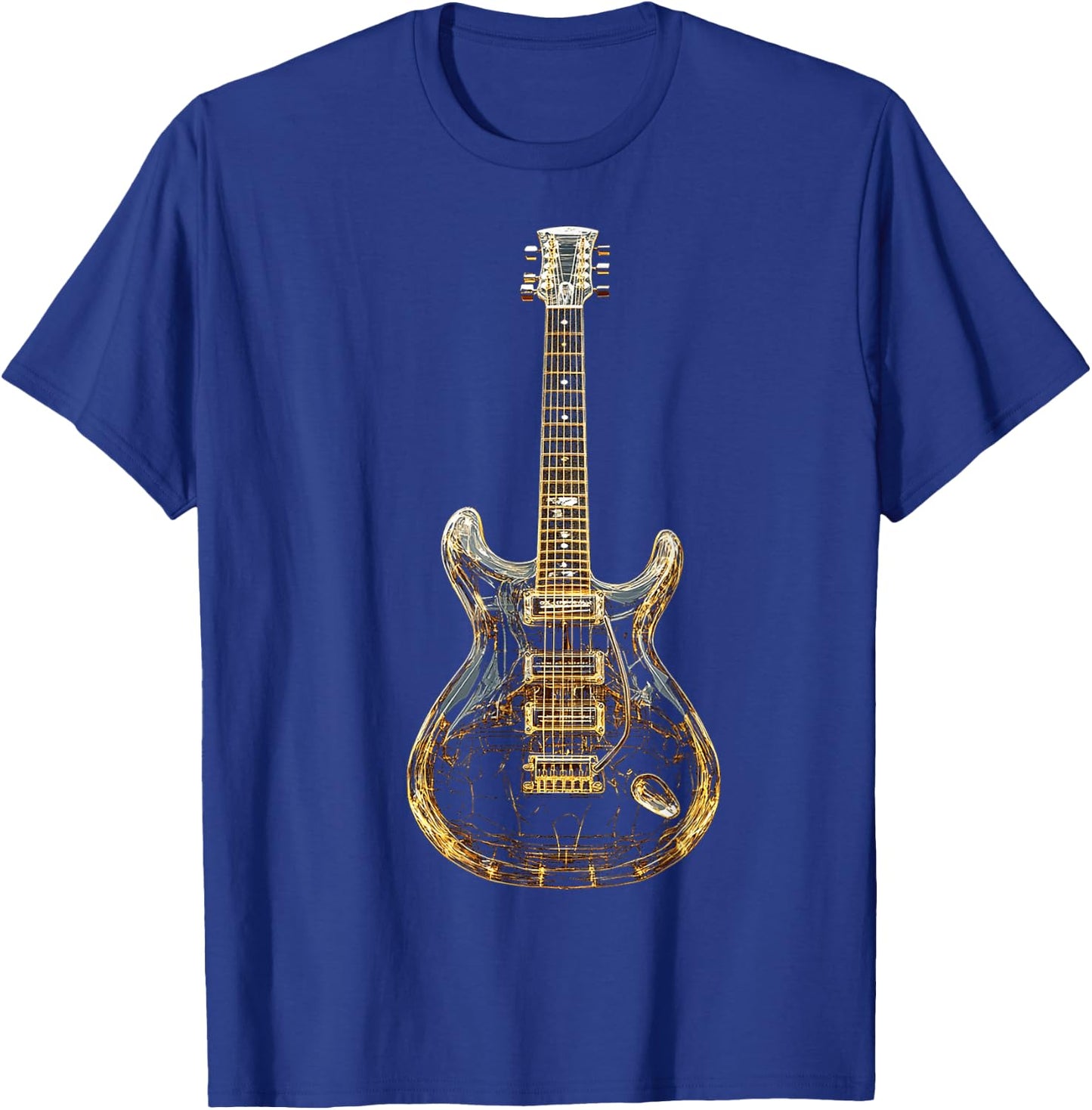 Guitar Musical Instrument Pattern Illustration Guitar , Black, S T-Shirt - T-Shirt | Royal