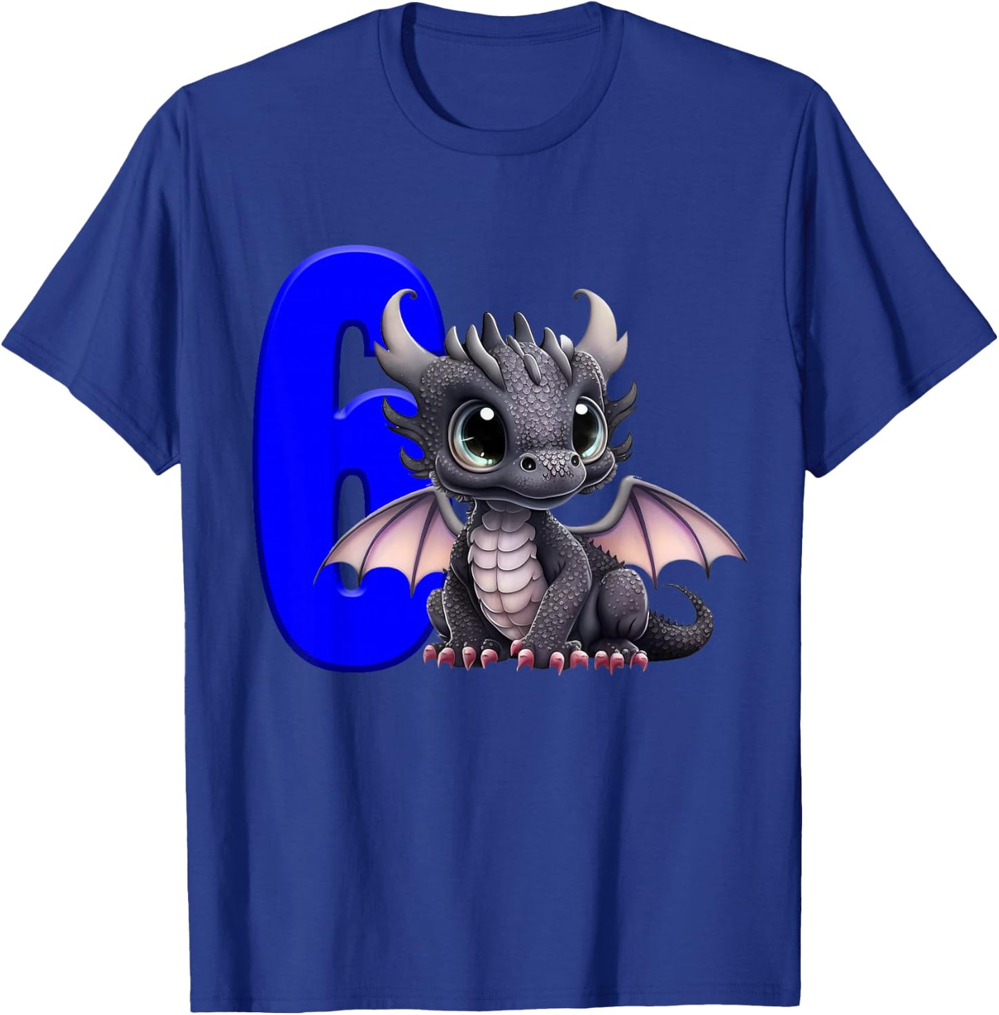 6th Birthday Shirt Dragon Party Birthday Boy Blue Kids 6 Six T-Shirt - T-Shirt | Royal