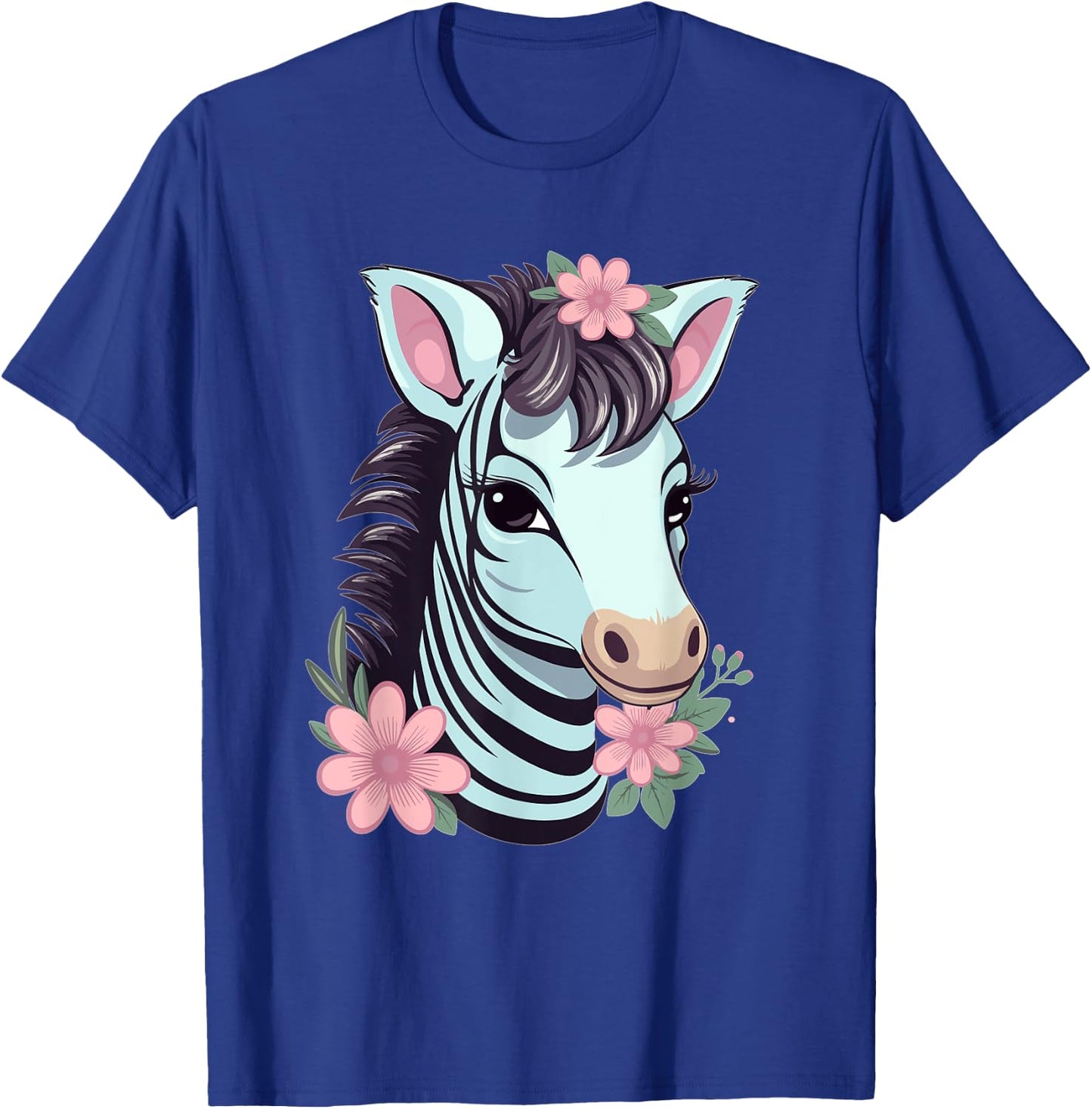 Cute Zebra With Flowers I Kids Zebra T-Shirt - T-Shirt | Royal