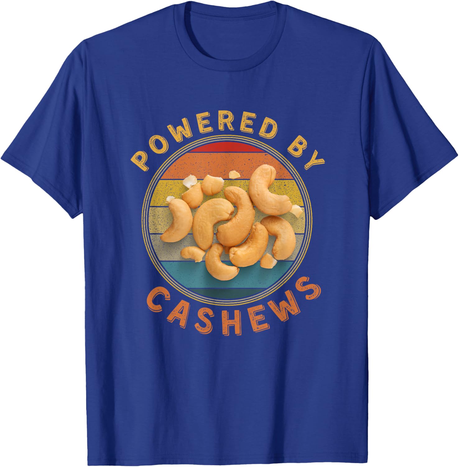 Powered By Cashews Funny Retro Cashew Nuts Lover Costume T-Shirt - T-Shirt | Royal