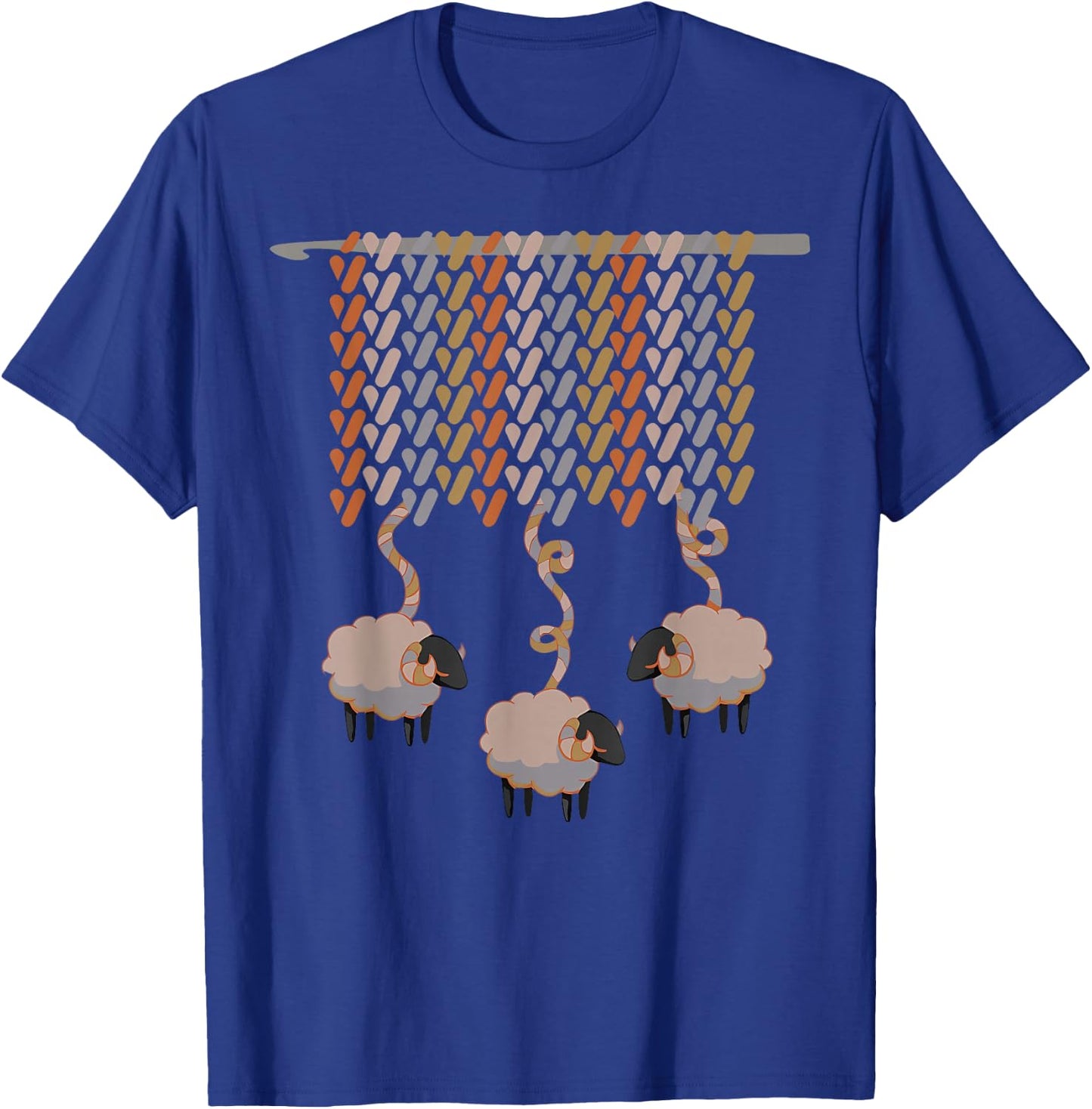 Knitting Crocheting Sheep Knitter Yarn Needle Crocheter T-Shirt - T-Shirt | Royal