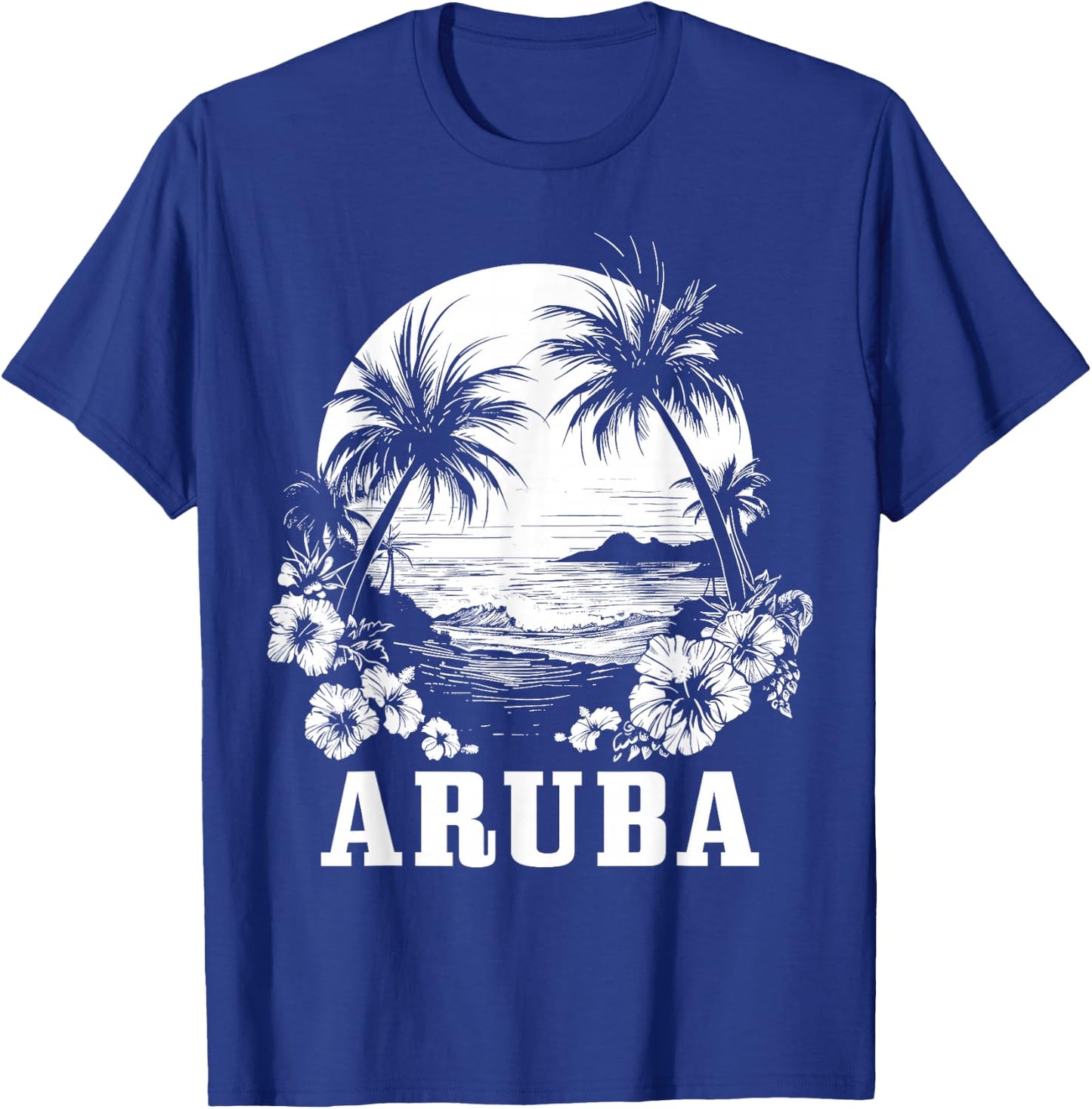 Aruba Vintage Souvenir Hibiscus Flowers Surfer Beach T-Shirt - T-Shirt | Royal