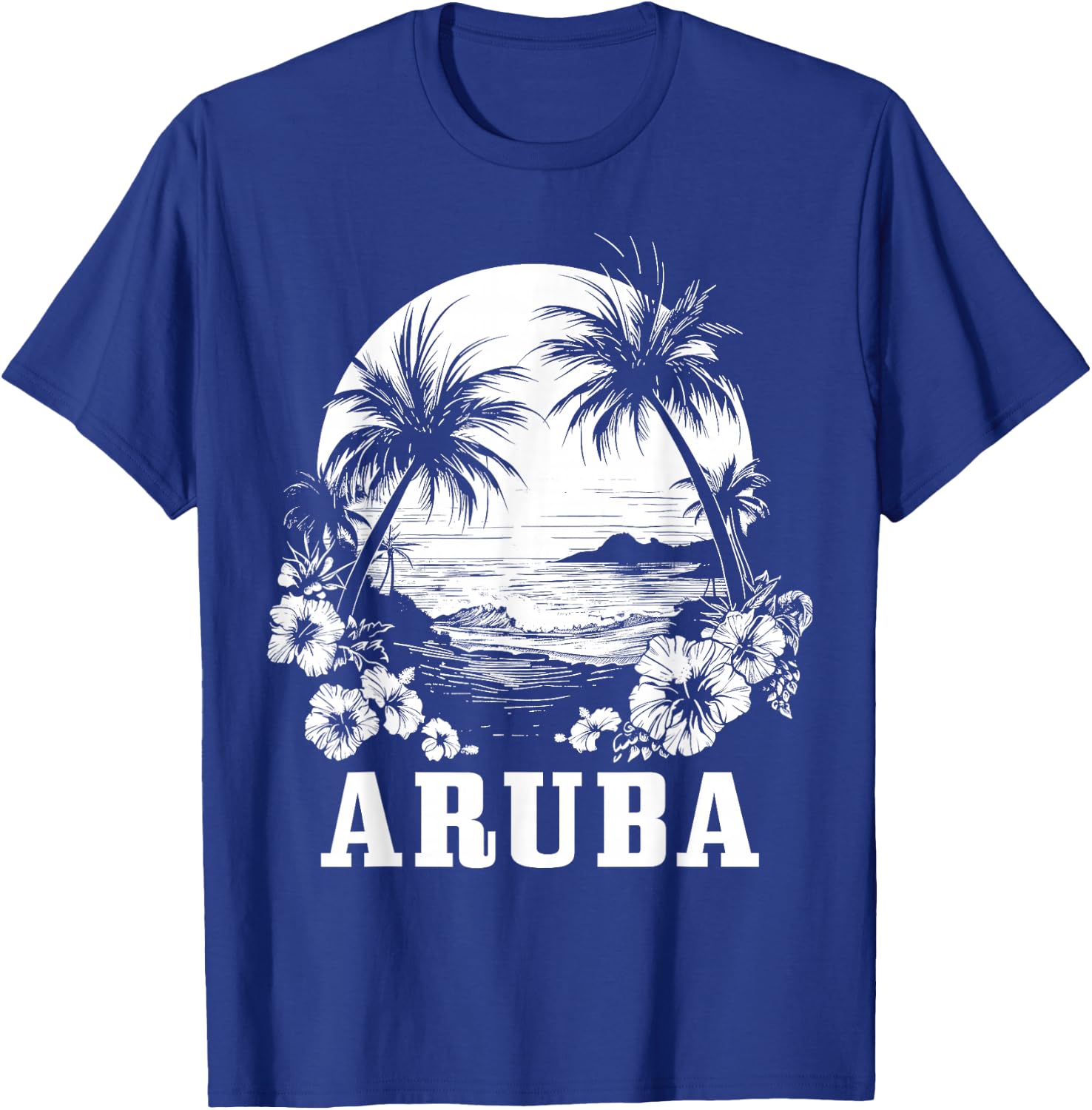 Aruba Vintage Souvenir Hibiscus Flowers Surfer Beach T-Shirt - T-Shirt | Royal