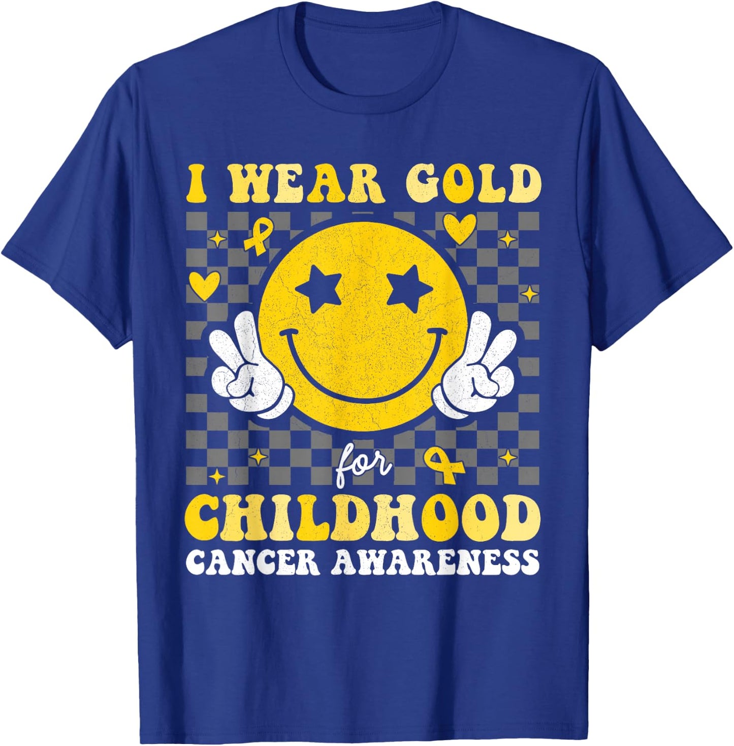 Retro I Wear Gold For Childhood Cancer Awareness Kids T-Shirt - T-Shirt | Royal