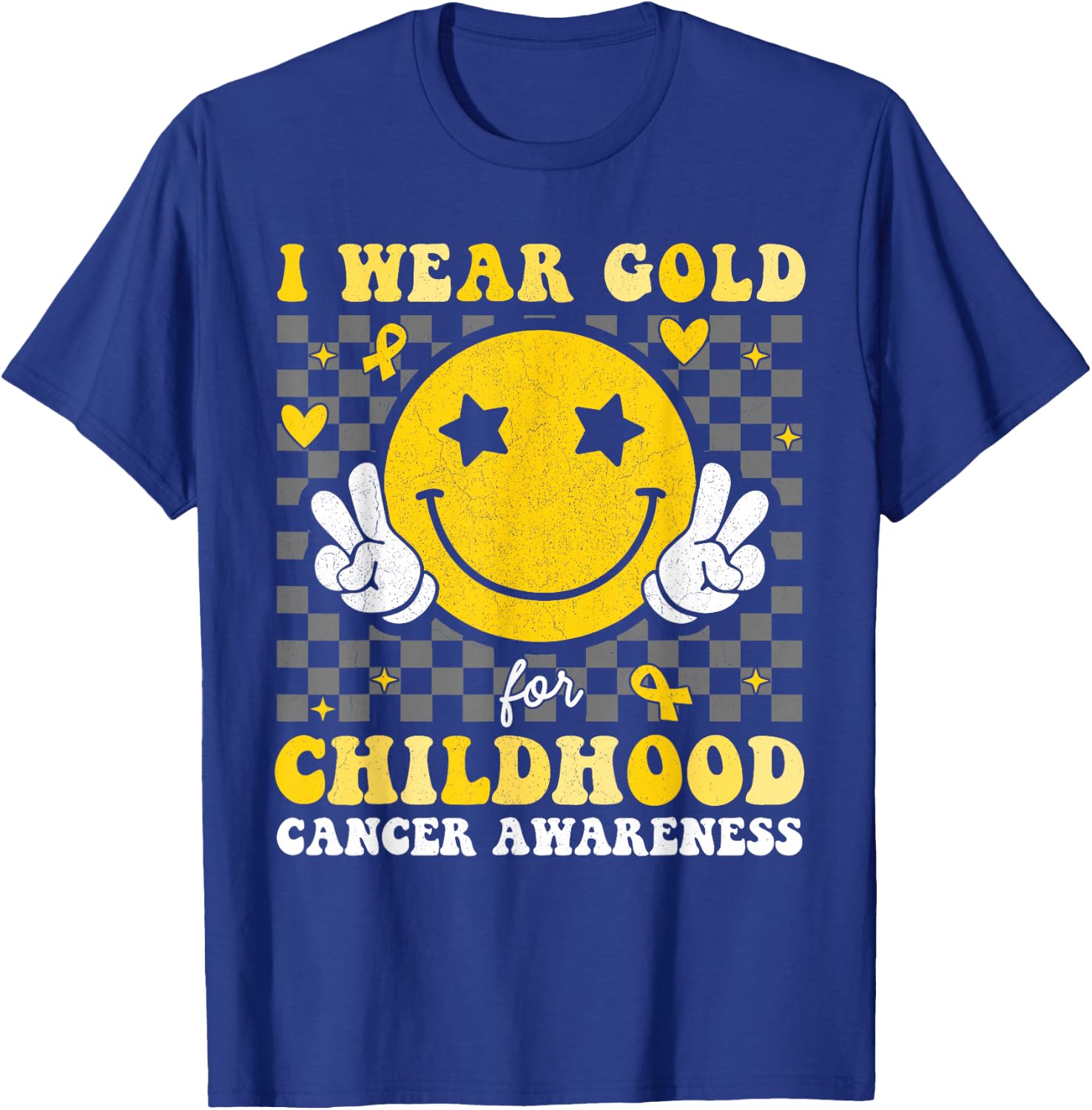 Retro I Wear Gold For Childhood Cancer Awareness Kids T-Shirt - T-Shirt | Royal