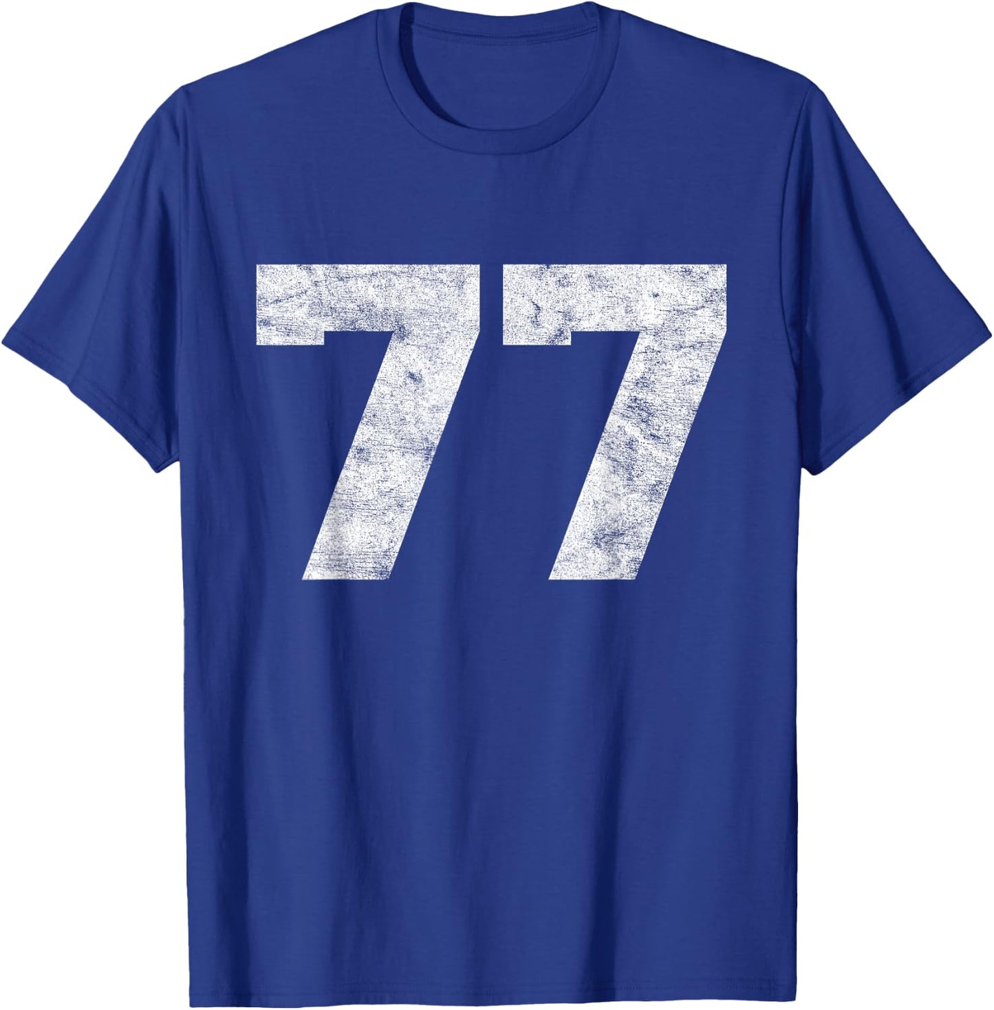 Vintage Lucky Number 77 Birthday Sports Player Team Athlete T-Shirt - T-Shirt | Royal