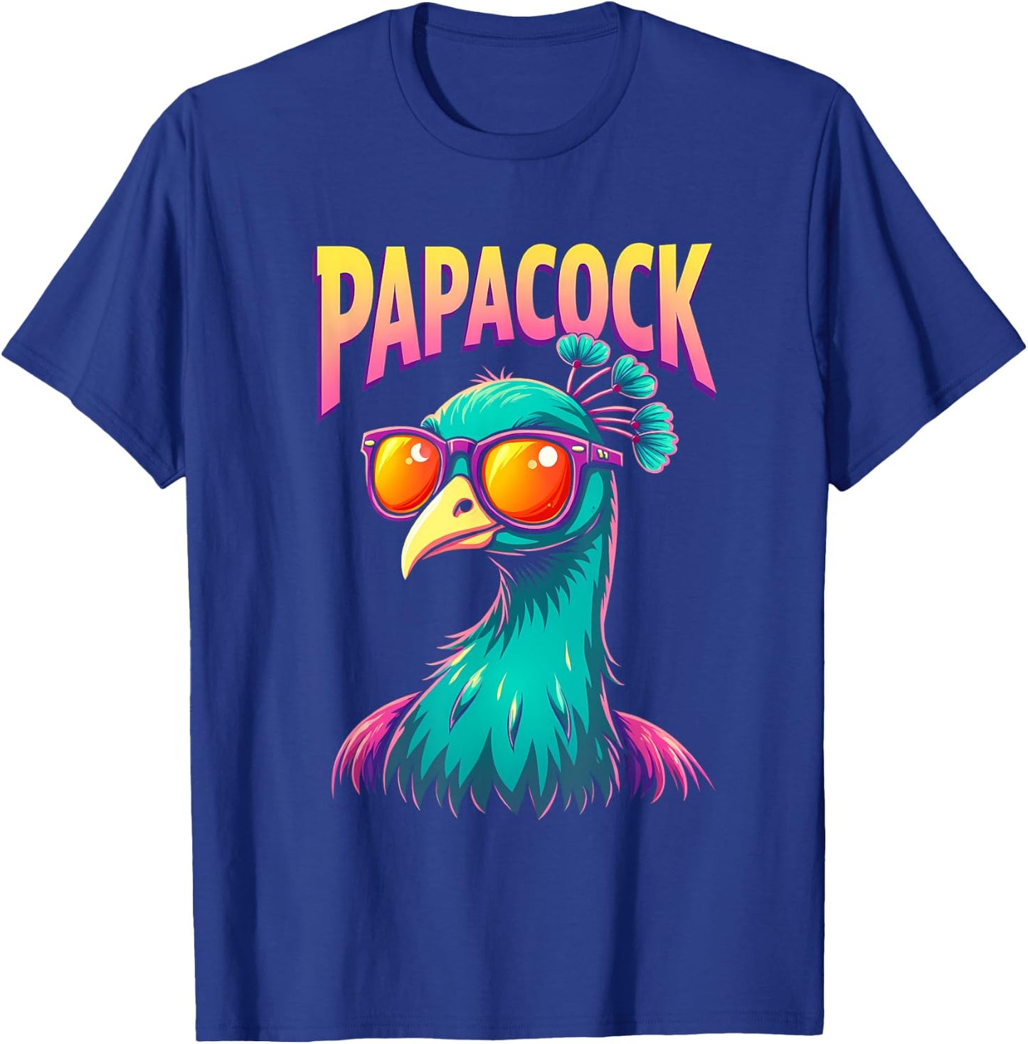 Papacock Father's Day Best Dad Peacock T-Shirt - T-Shirt | Royal