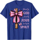 Blessed by God Loved by Jesus Pink Coquette Bow And Cross T-Shirt - T-Shirt | Royal
