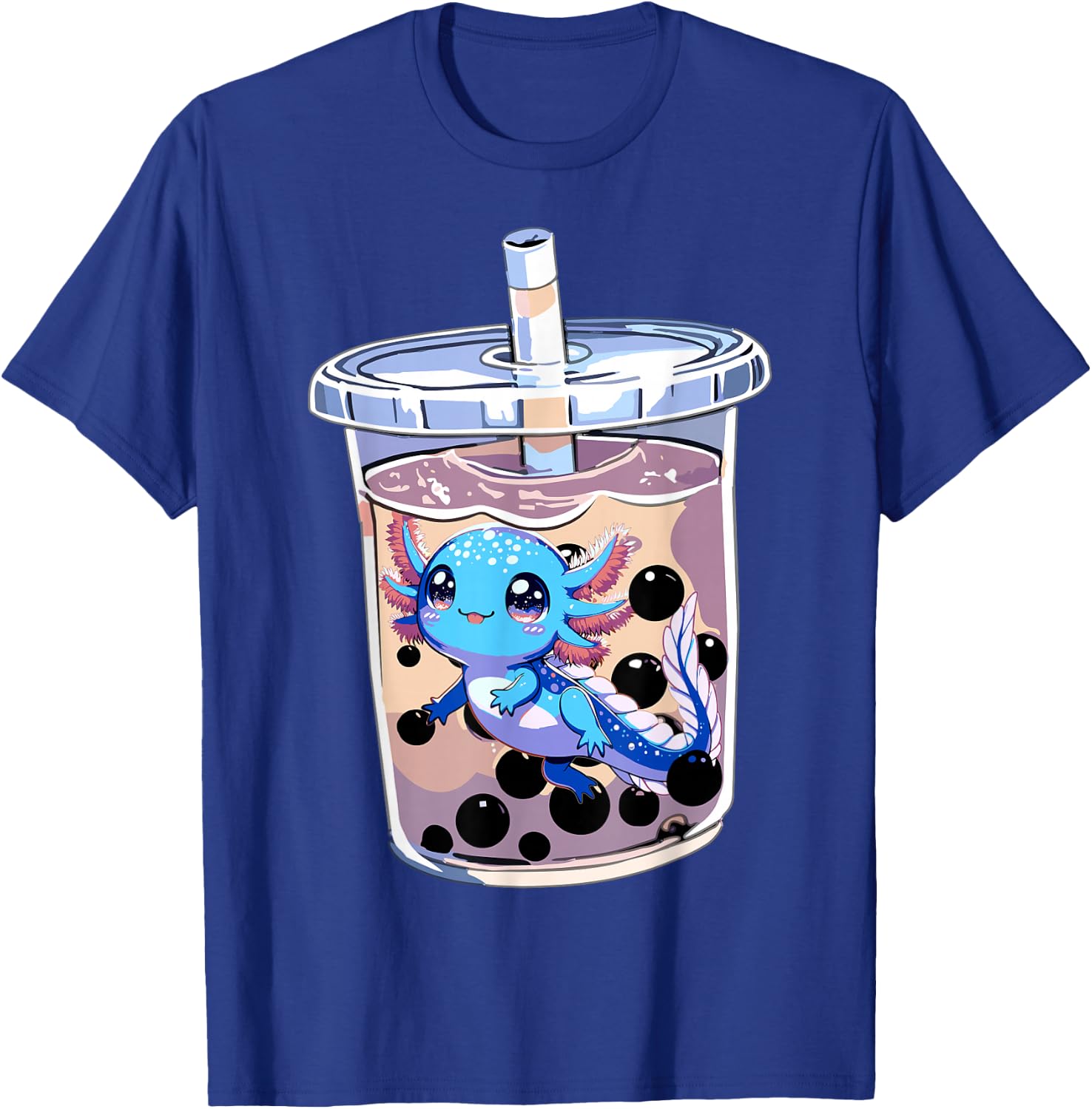 Boba Axolotl Kawaii Axolotl Bubble Tea Boba T-Shirt - T-Shirt | Royal