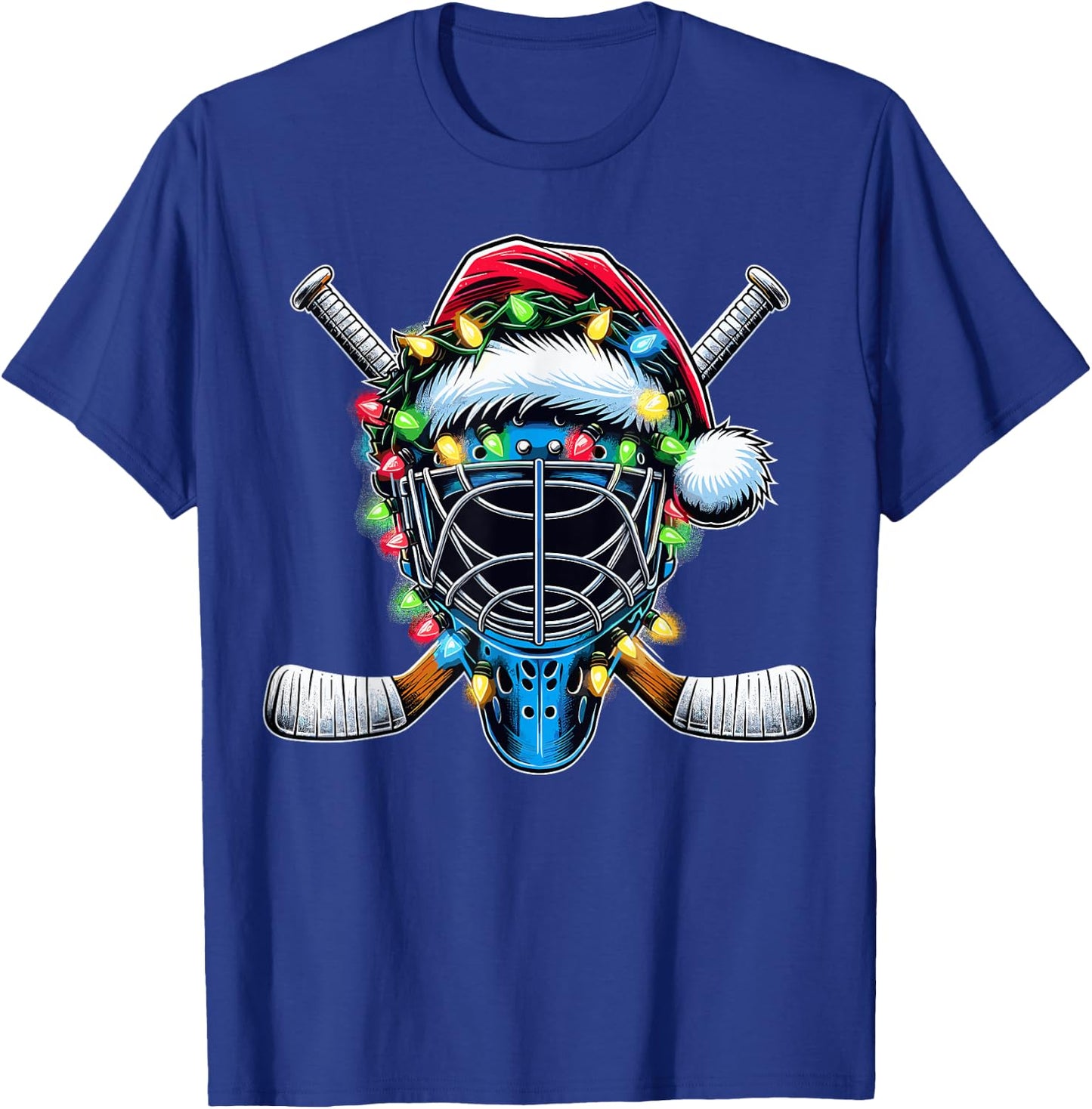 Santa Christmas Hockey Player T-Shirt - T-Shirt | Royal