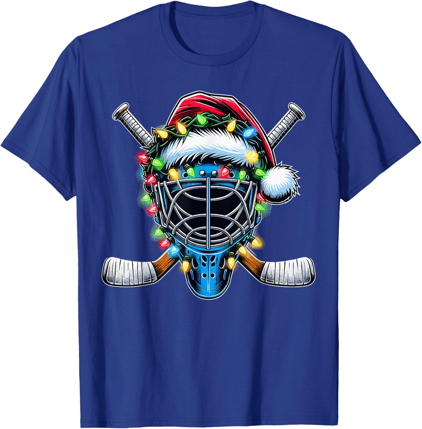 Santa Christmas Hockey Player T-Shirt - T-Shirt | Royal