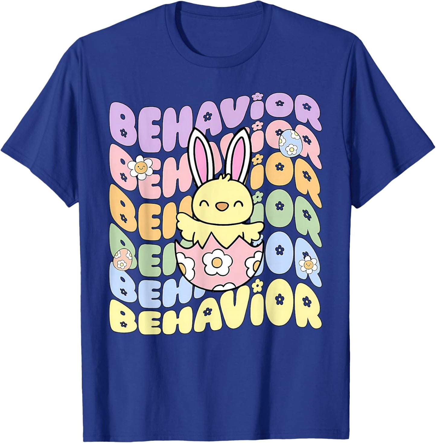 Retro Behavior Analyst Easter Bunny ABA Behavior Therapist T-Shirt - T-Shirt | Royal