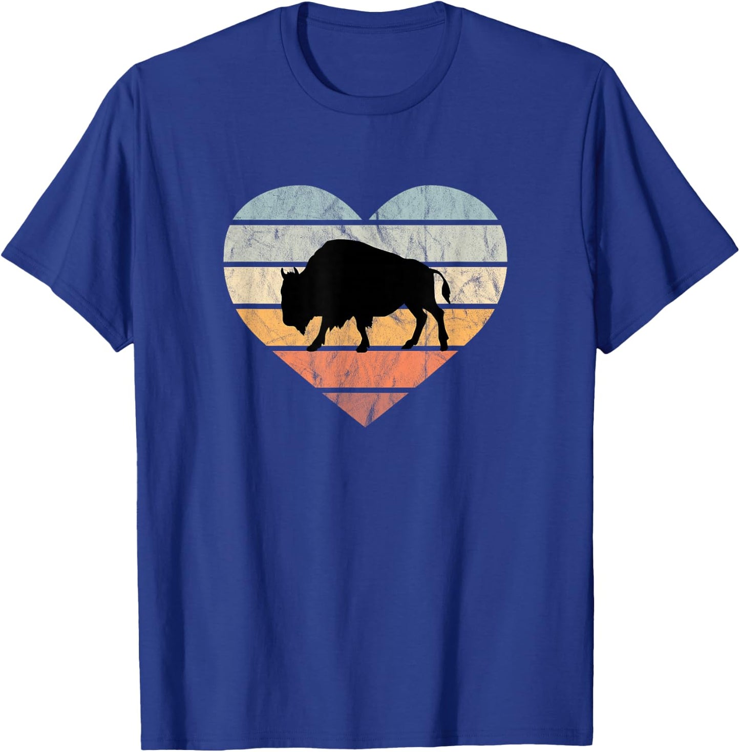 I Love Bison Silhouette North America Heart Wilderness Wisent T-Shirt - T-Shirt | Royal