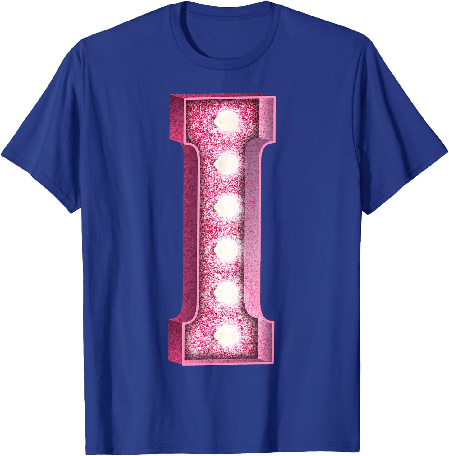 Marquee Letter I Pink Light Up Initial Decor Accent T-Shirt - T-Shirt | Royal