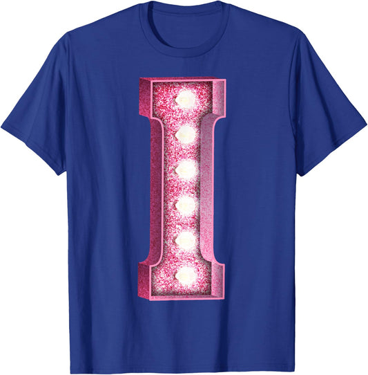 Marquee Letter I Pink Light Up Initial Decor Accent T-Shirt - T-Shirt | Royal