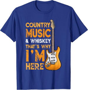 Country Music And Whiskey Bourbon Scotch Lover Drinking T-Shirt - T-Shirt | Royal