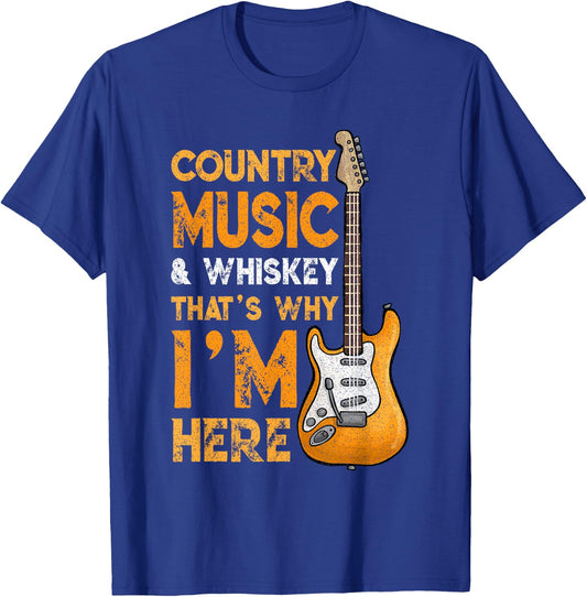 Country Music And Whiskey Bourbon Scotch Lover Drinking T-Shirt - T-Shirt | Royal