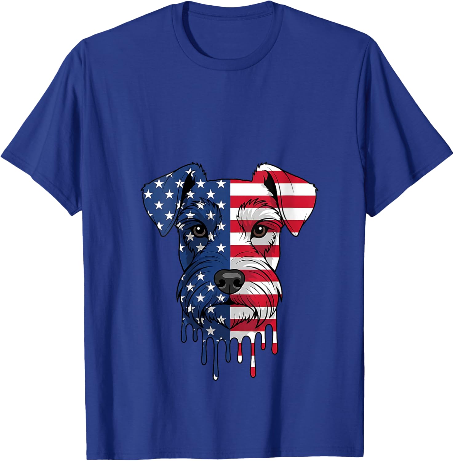 Women's 4th of July Miniature Schnauzer Dog American Flag Patriotic V-Neck T-Shirt - T-Shirt | Royal