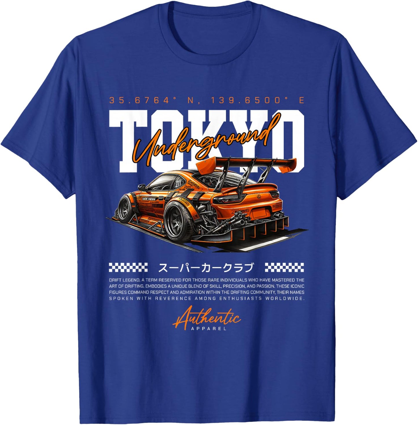 Cool Retro Vintage Japanese JDM Tokyo Japan Drift Race Car , blue T-Shirt - T-Shirt | Royal