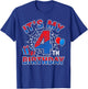 Its My 4th Birthday Boy 4 Year Old Spider Web Birthday Party T-Shirt - T-Shirt | Royal