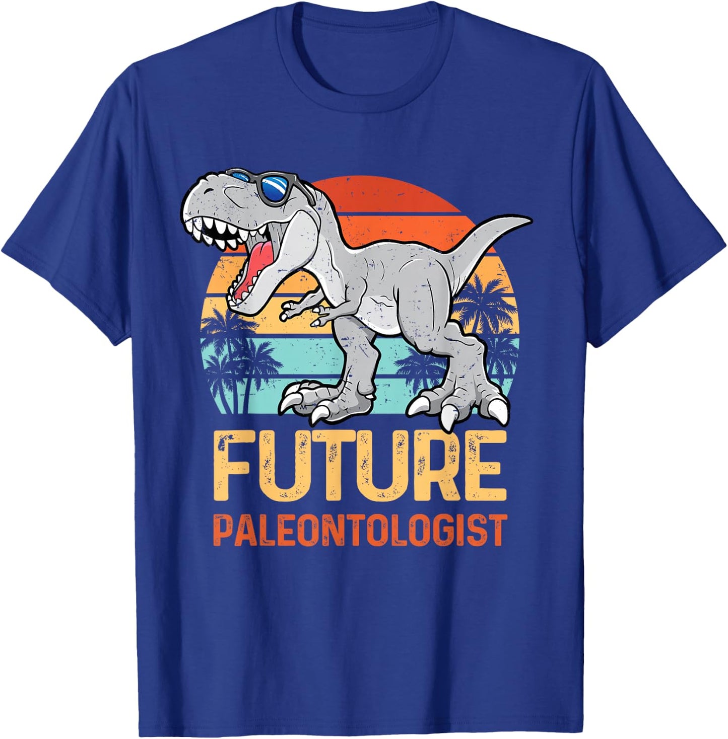 Retro Future Paleontologist T-Rex Dinosaur Fossil boys girls T-Shirt - T-Shirt | Royal