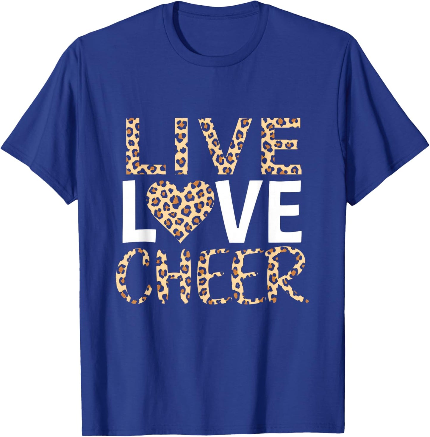 LIVE LOVE Cheerleading Leopard Print T-Shirt - T-Shirt | Royal