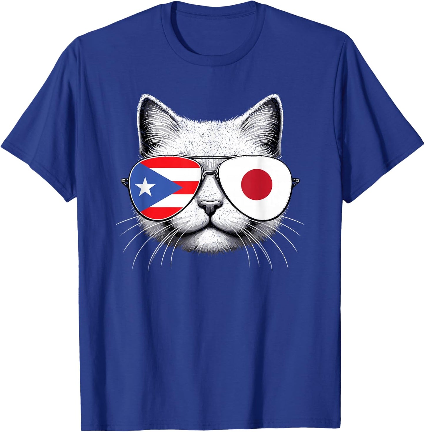 Puerto Rican Japanese Funny Cat Puerto Rico Japan Flag T-Shirt - T-Shirt | Royal